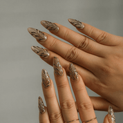 Gilded Foliage press-on nails – hand-painted reusable gel set by Handora