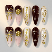 Gilded Graduate nail design – handmade press-on nails by Handora