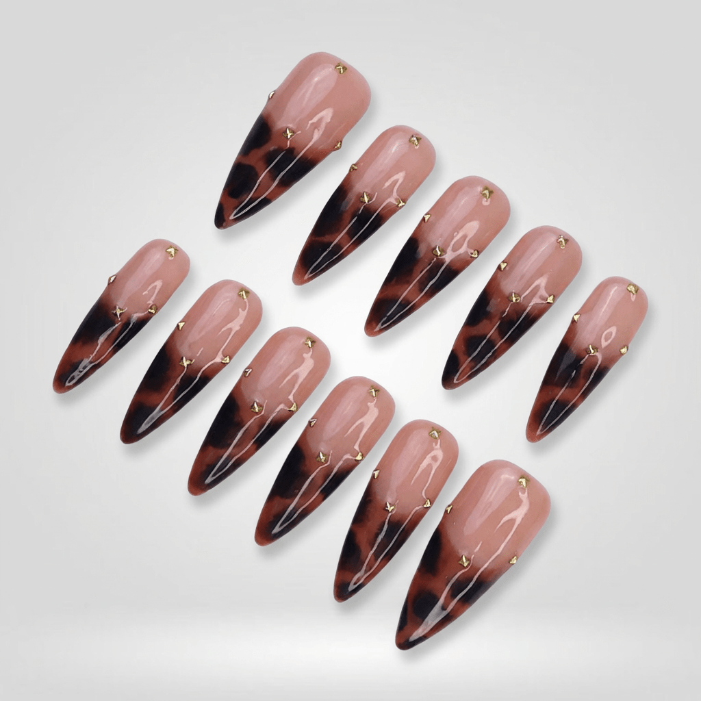 Gilded Leopard full press-on nail set – sizes XS–L by Handora