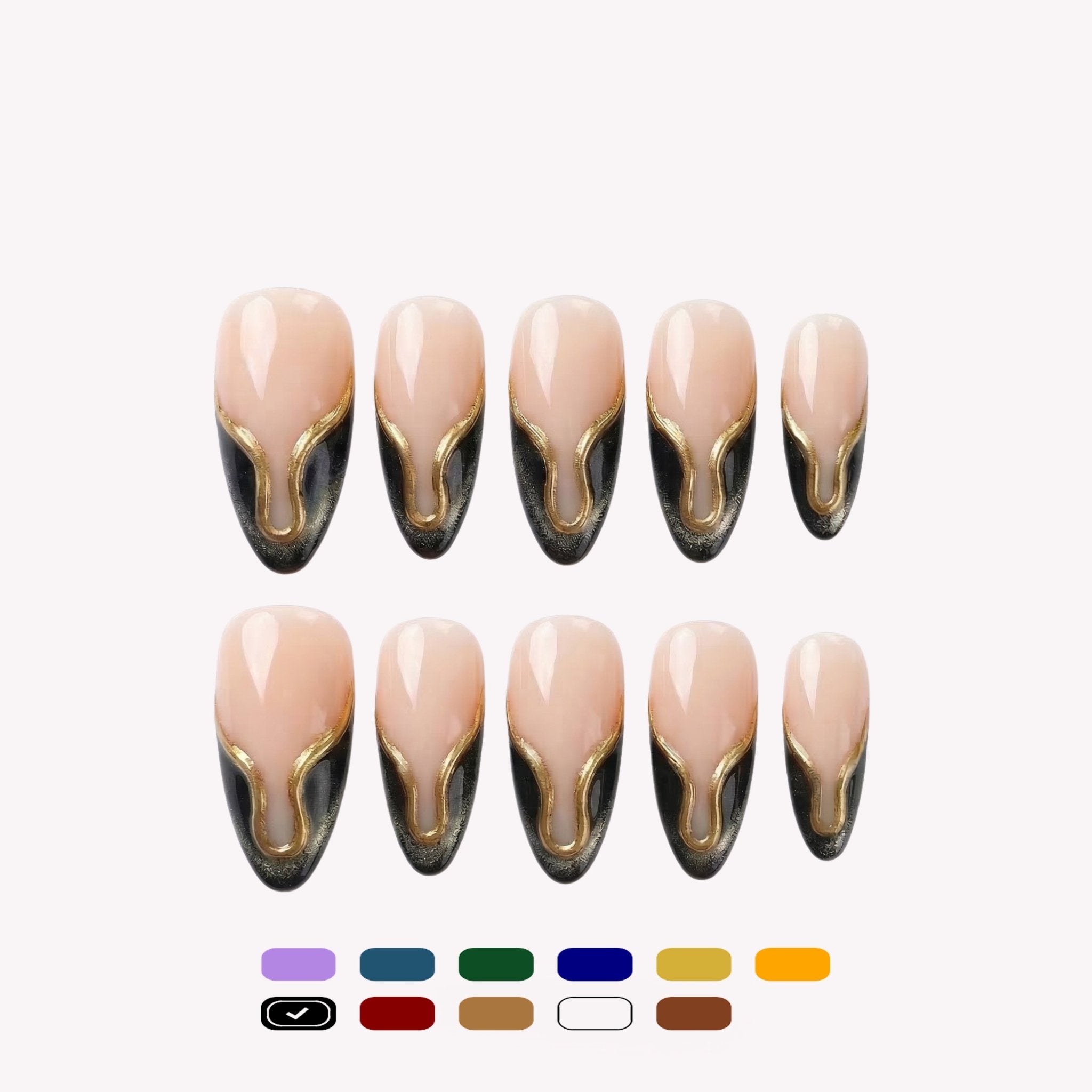 Gilded Onyx press-on nails by Handora