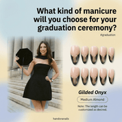 Gilded Onyx press-on nails – hand-painted reusable gel set by Handora