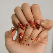 Gilded Romance press-on nails – hand-painted reusable gel set by Handora