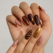 Gilded Velvet press-on nails – hand-painted reusable gel set by Handora