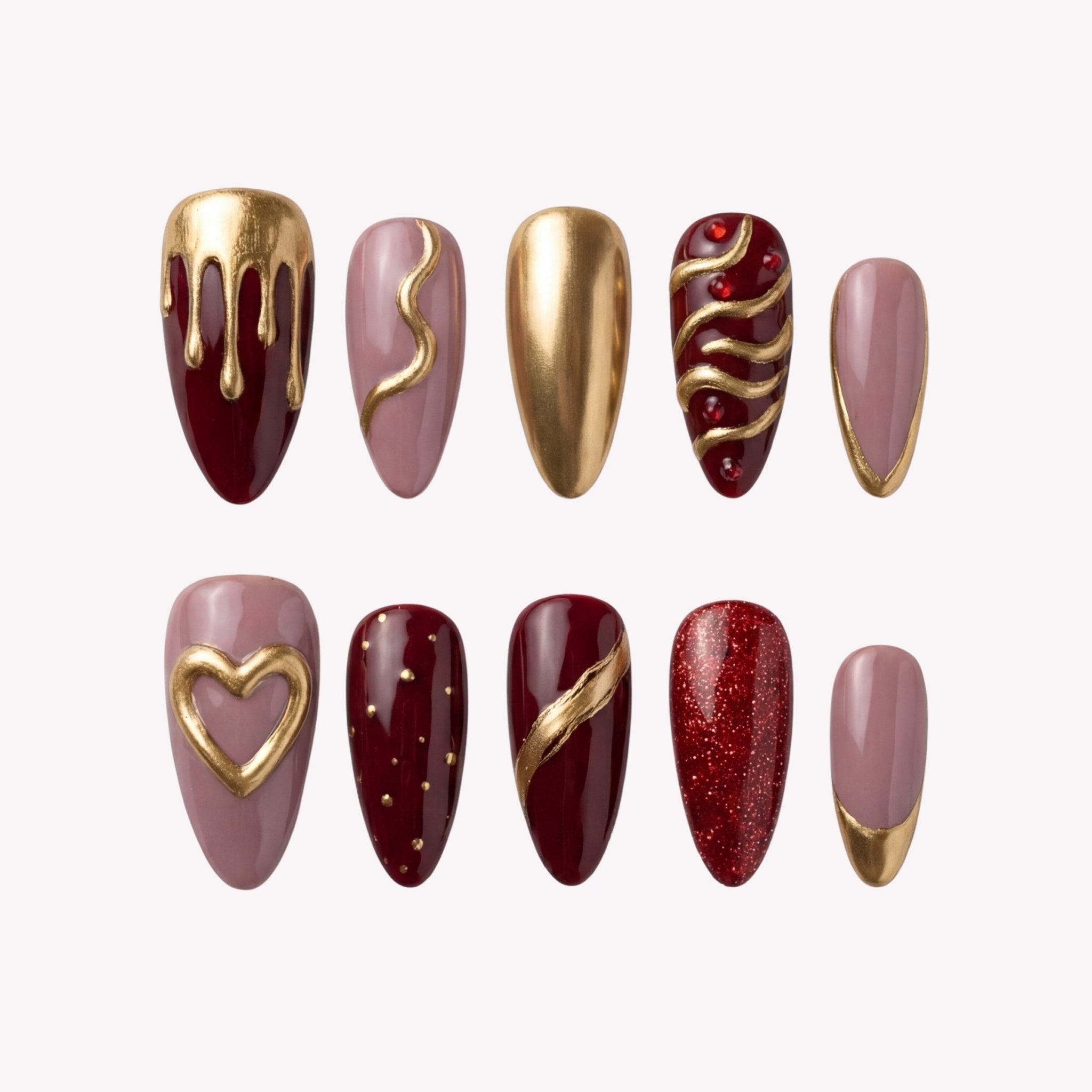 Gilded Velvet 3d press-on nails by Handora