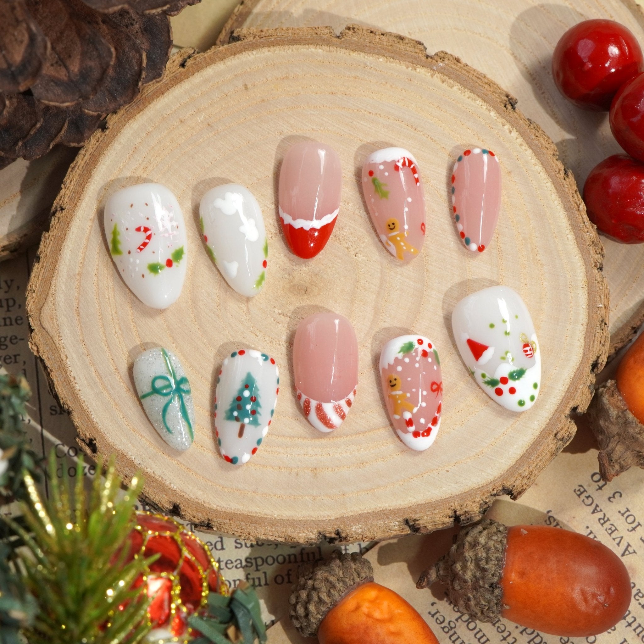 Ginger Cheer almond press-on nails by Handora