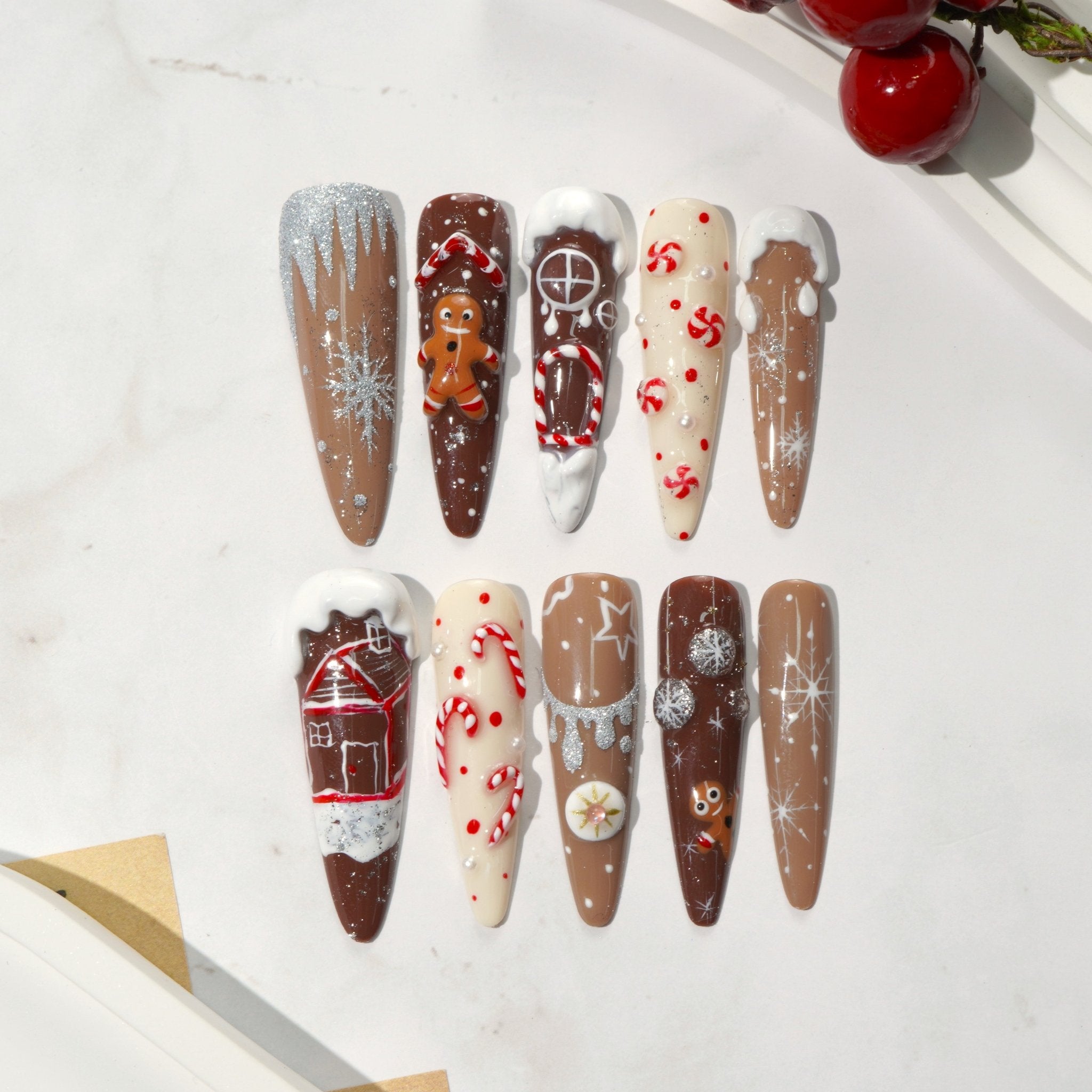 Ginger Dream stiletto cute press-on nails by Handora