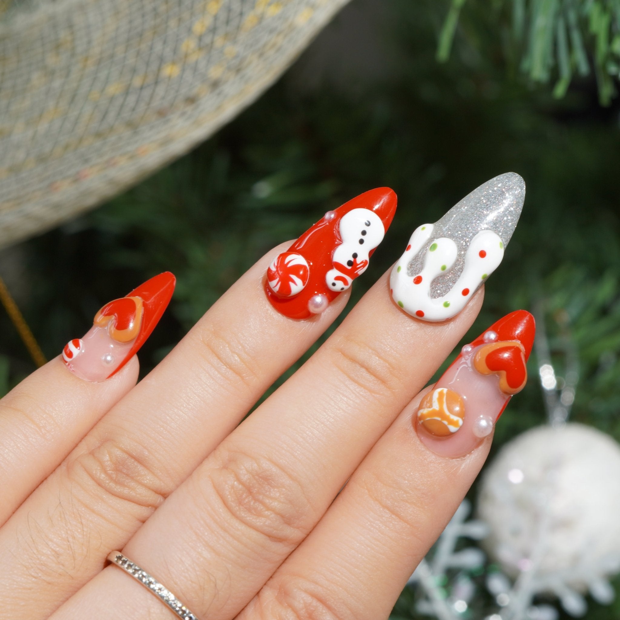 Ginger Joy press-on nails – hand-painted reusable gel set by Handora