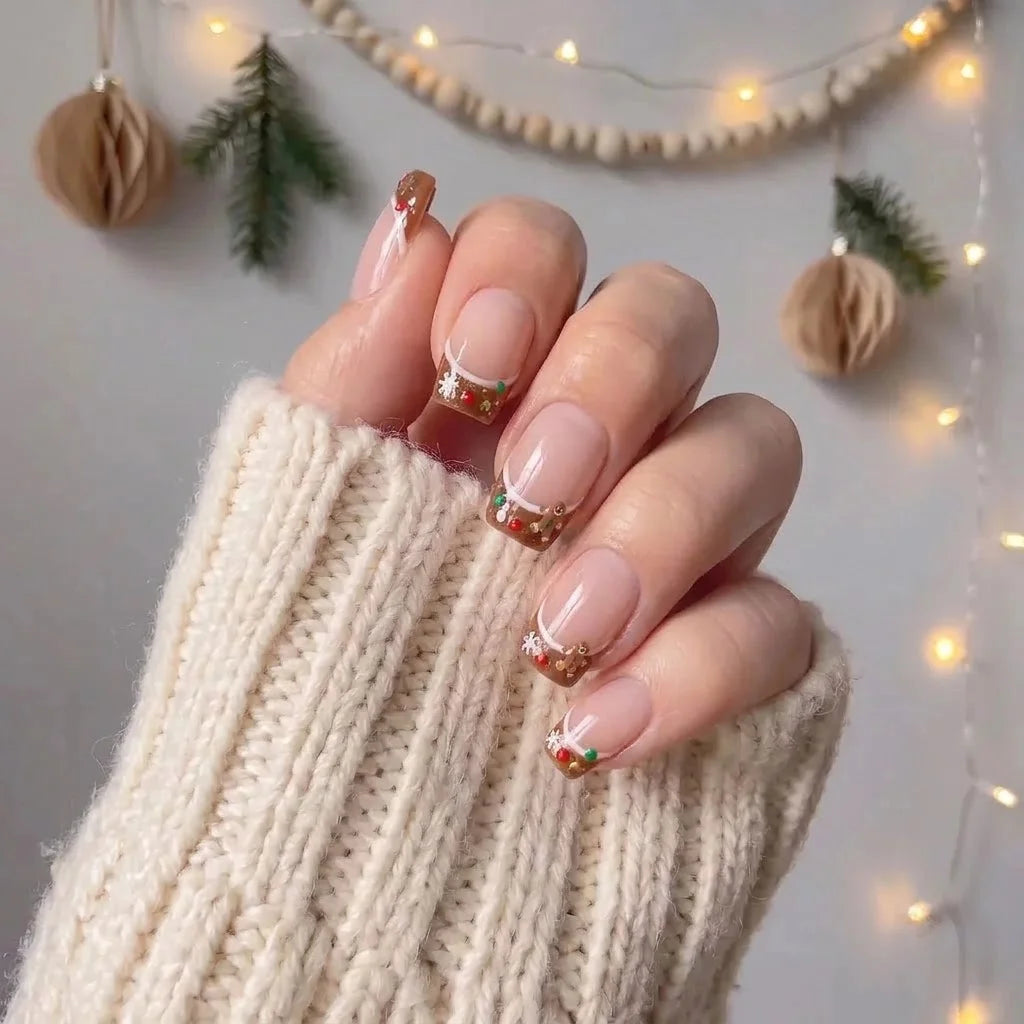 Ginger Snap Christmas press-on nails - design view 4 by Handora Nails