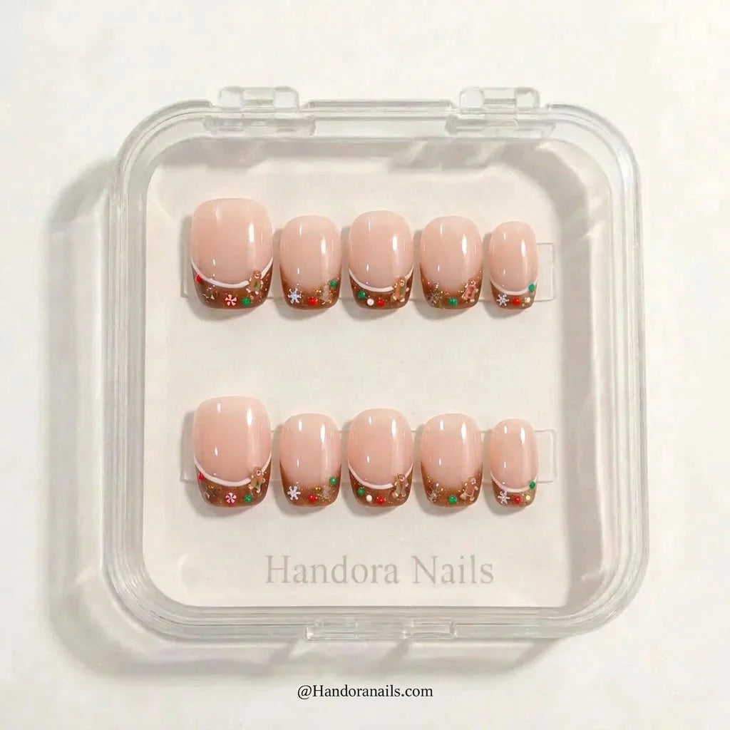 Ginger Snap Christmas press-on nails - design view 7 by Handora Nails