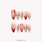 Gingerbread Tart Christmas press-on nails – full set on white background by Handora Nails