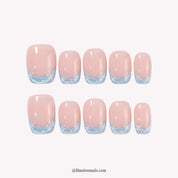 Glacier Glow Christmas press-on nails - full set on white background by Handora Nails