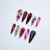 Gladiolus Art 3d nail design – handmade press-on nails by Handora