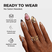Glam Bloom press-on nails – hand-painted reusable gel set by Handora