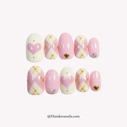 Golden Amour gold oval press-on nails by Handora