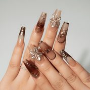 Golden Bloom full press-on nail set – sizes XS–L by Handora
