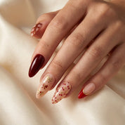 Golden Cherry press-on nails – hand-painted reusable gel set by Handora