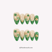 Golden Clover gold french tip press-on nails by Handora