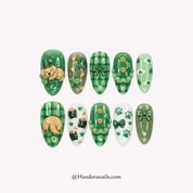 Golden lucky gold 3d press-on nails by Handora