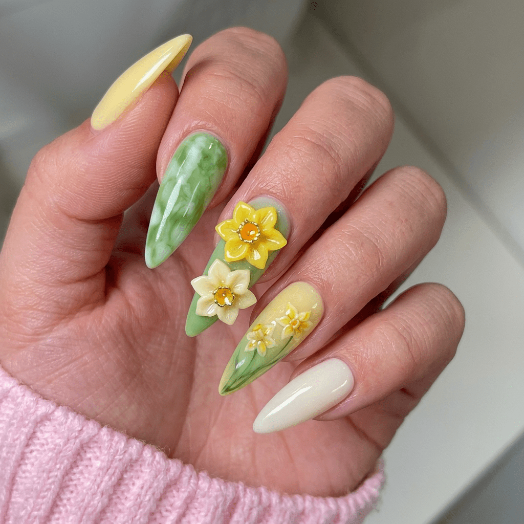 Golden Dragonfly press-on nails – hand-painted reusable gel set by Handora