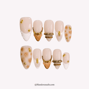 Golden Leopard gold animal print press-on nails by Handora
