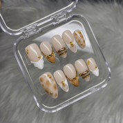 Golden Leopard gold press-on nails by Handora