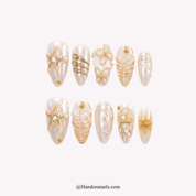 Golden Marine gold press-on nails by Handora