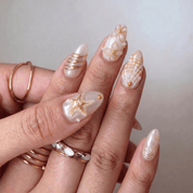 Golden Marine nail design – handmade press-on nails by Handora