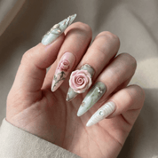 Golden Meadow press-on nails – hand-painted reusable gel set by Handora