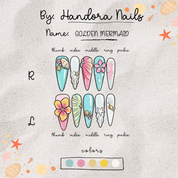 Golden Mermaid gold press-on nails by Handora