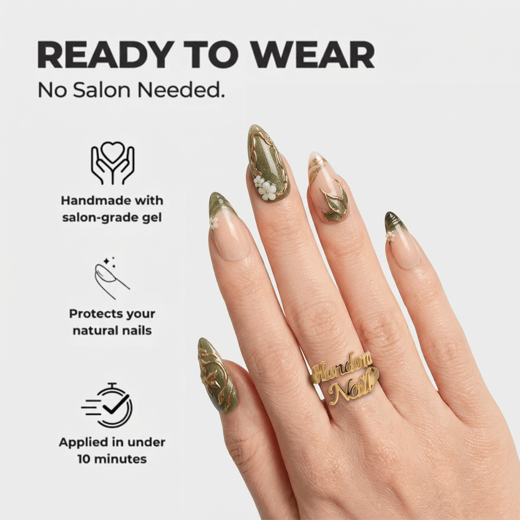Golden Moss - Handora Nails - cat eye nailsgel nailsgreen nails
