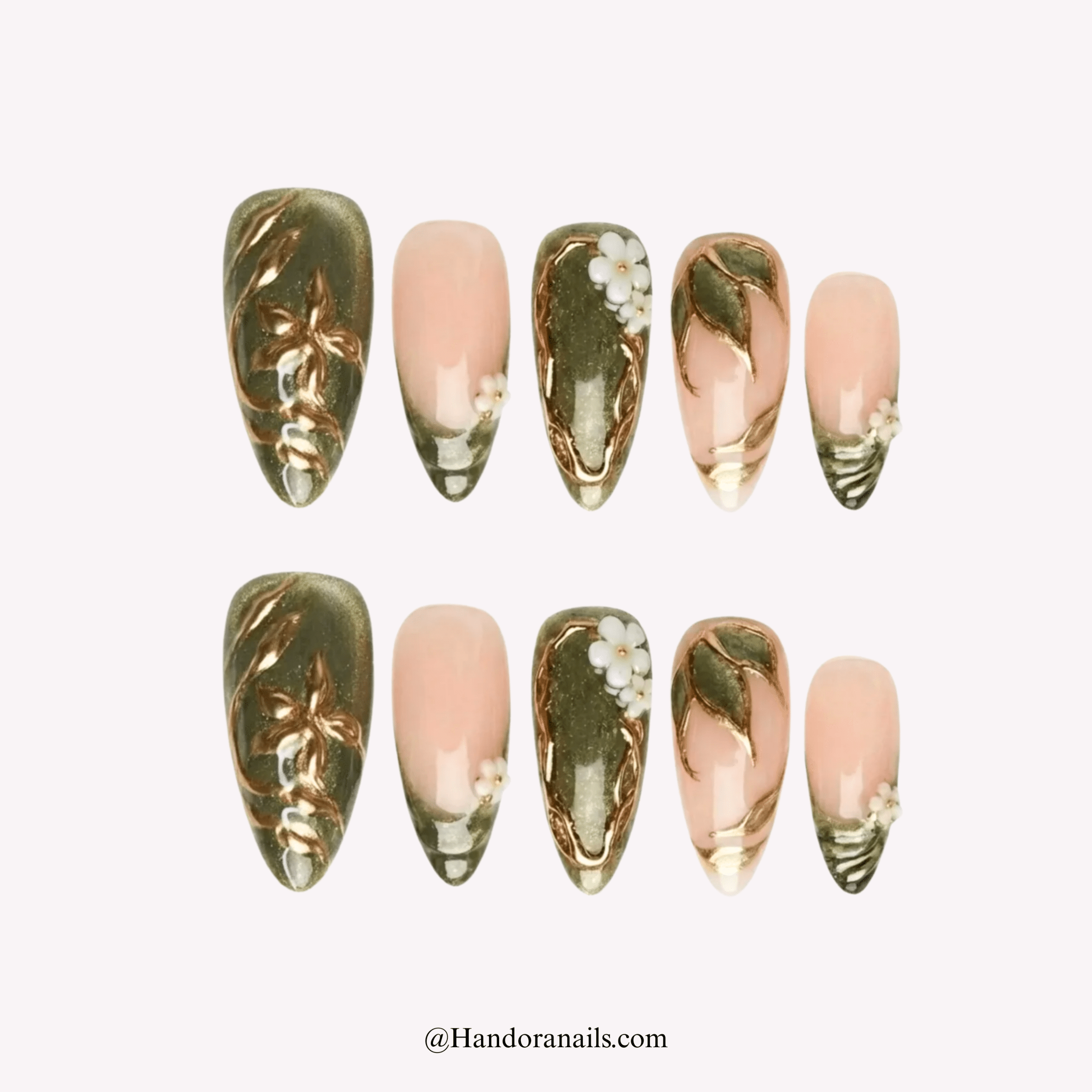 Golden Moss - Handora Nails - cat eye nailsgel nailsgreen nails