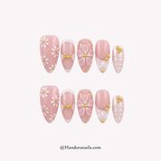 Golden Petals gold press-on nails by Handora