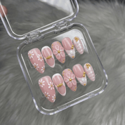 Golden Petals press-on nails – hand-painted reusable gel set by Handora