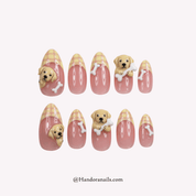 Golden Plaid salon-quality handmade press-on nails by Handora