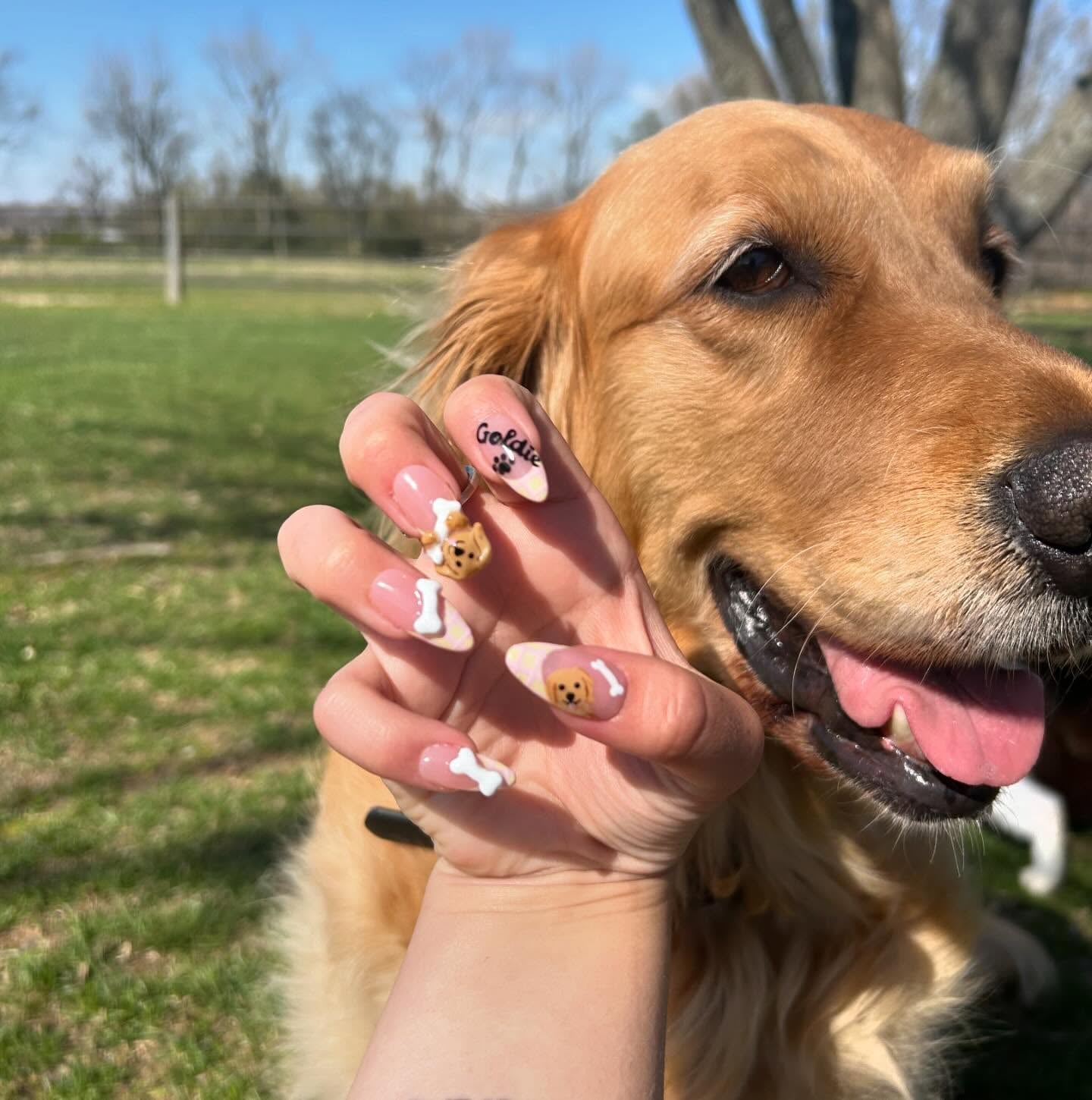 Golden Plaid gold press-on nails by Handora