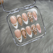 Golden Relief salon-quality handmade press-on nails by Handora