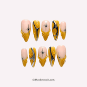 Golden Topaz gold 3d press-on nails by Handora