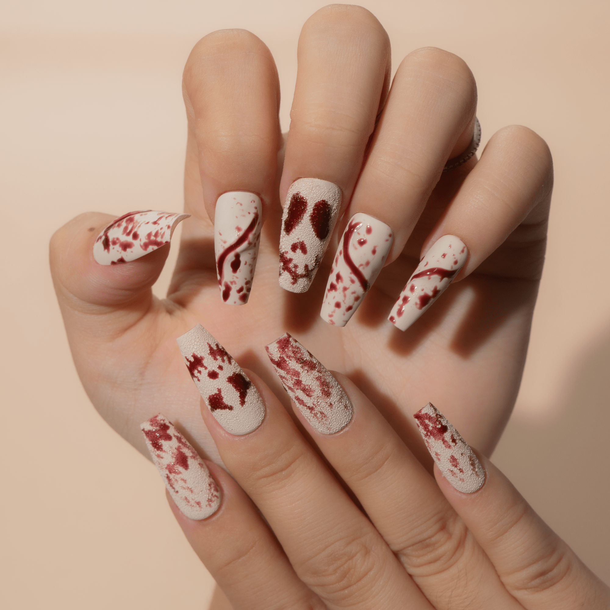 Gore Grunge gothic nail design – handmade press-on nails by Handora