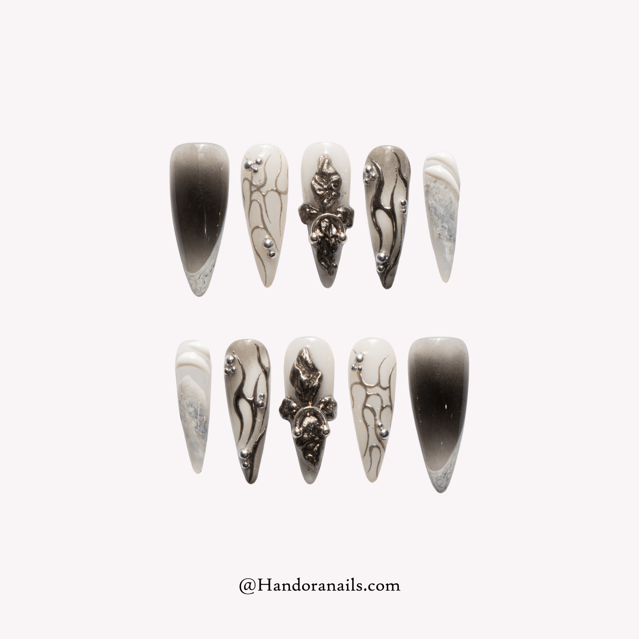 Gothic Chrome gothic press-on nails by Handora