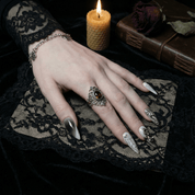 Gothic Chrome press-on nails – hand-painted reusable gel set by Handora