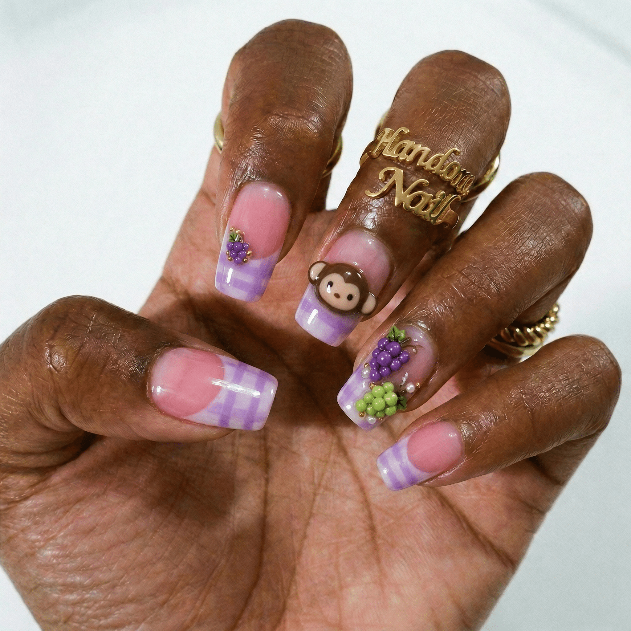 Grape Prank press-on nails – hand-painted reusable gel set by Handora