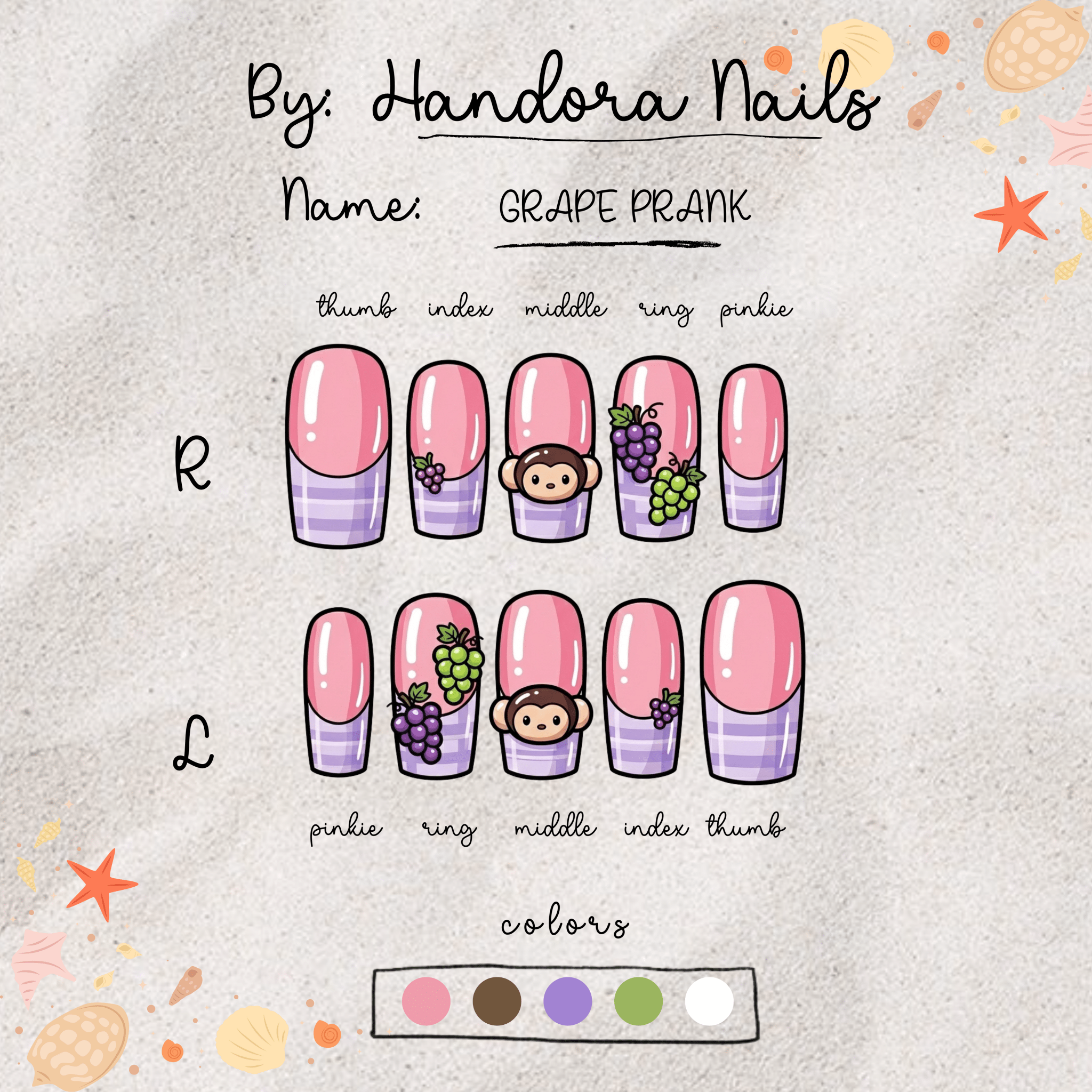 Grape Prank press-on nails by Handora