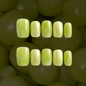 Green Grape press-on nails – hand-painted reusable gel set by Handora