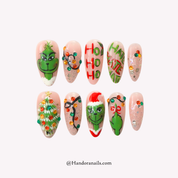 Green Lights green almond cute press-on nails by Handora