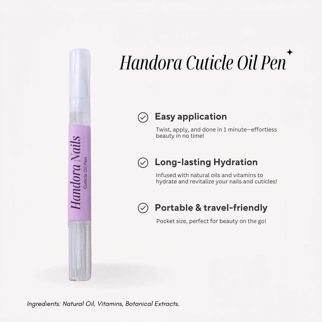 Handora Cuticle Oil Pen press-on nails – design close-up by Handora