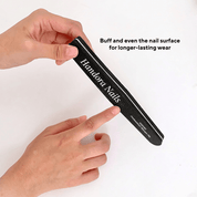 Handora Nail File Set press-on nails worn on hand – almond shape by Handora