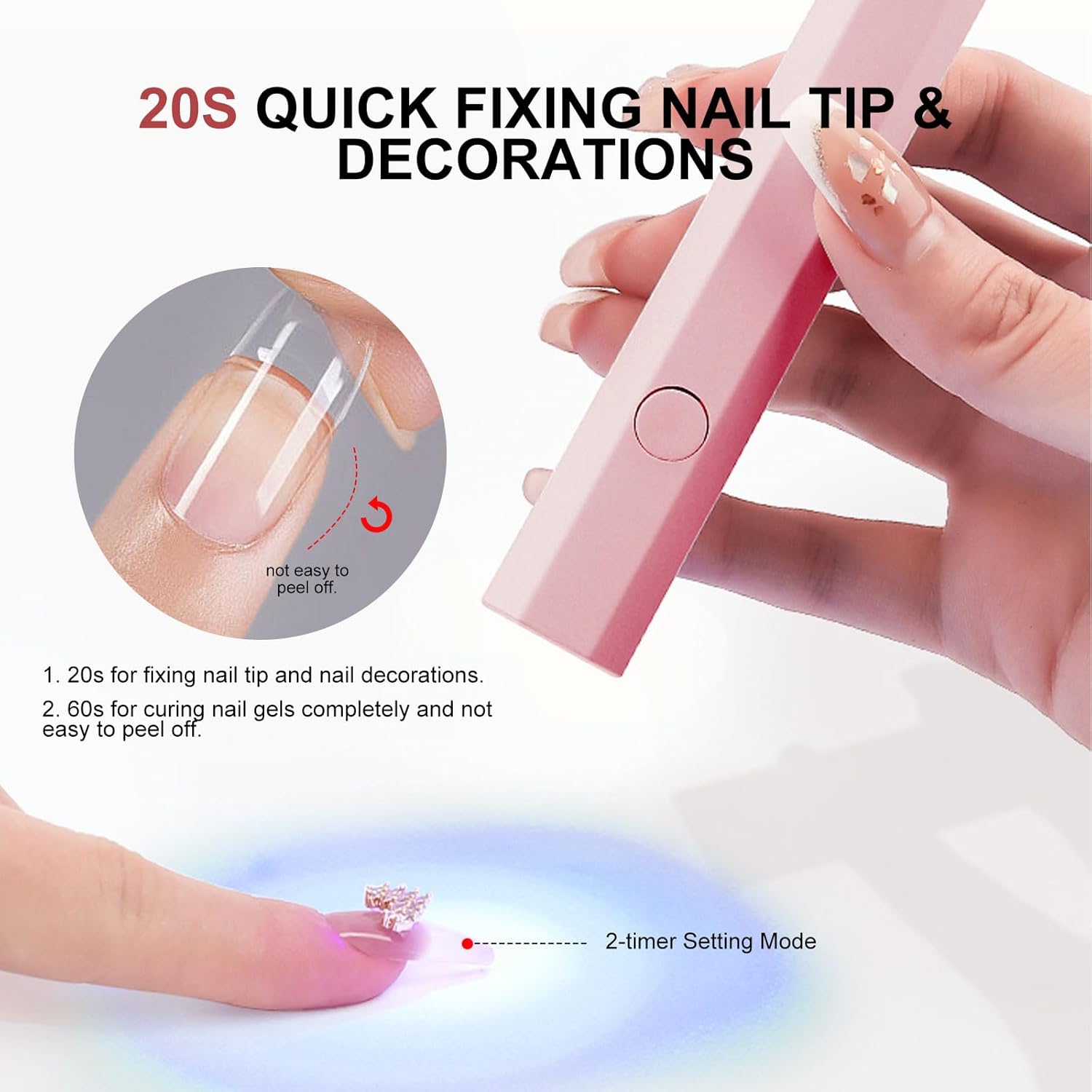 Handora Nails UV Lamp press-on nails – design close-up by Handora