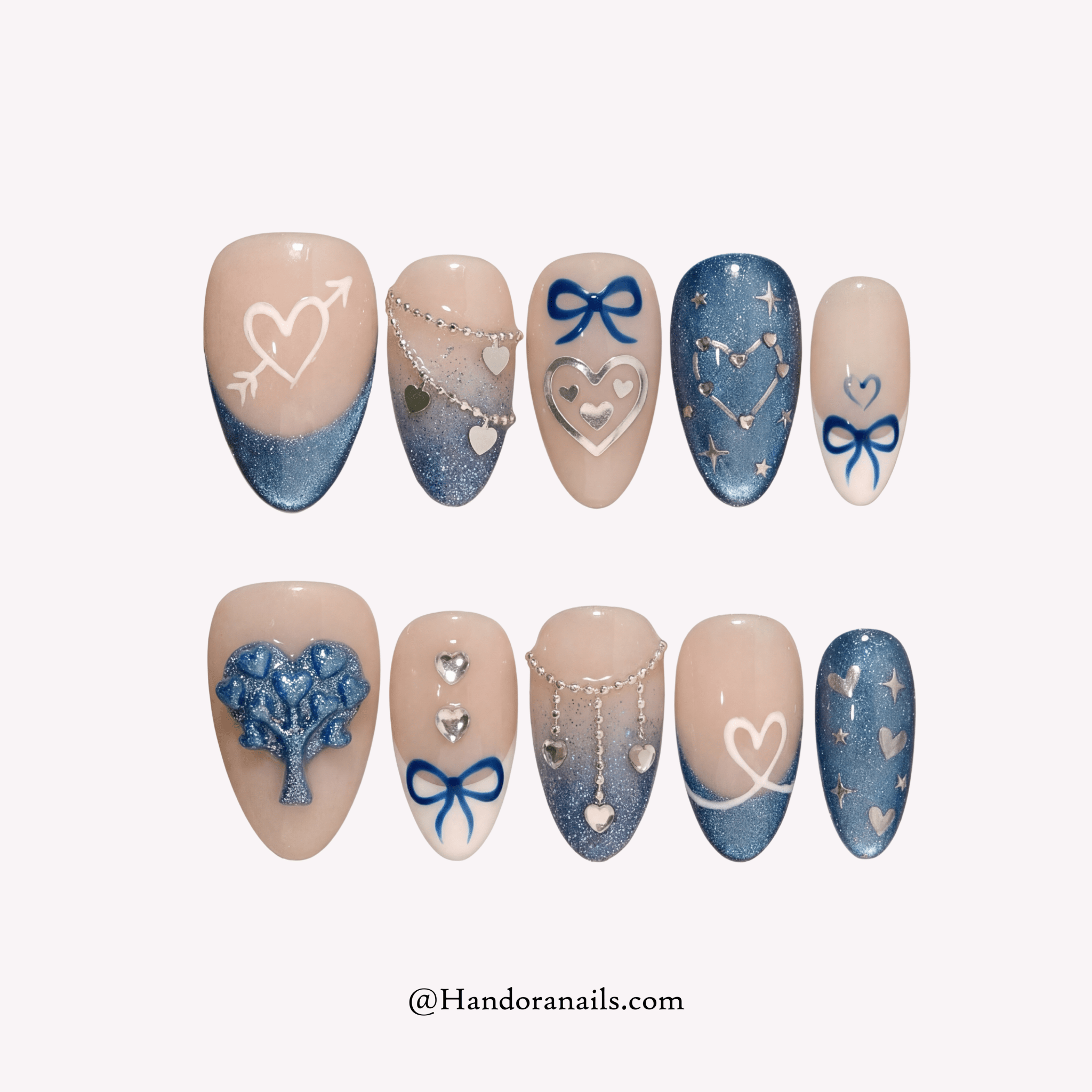 Heartfelt Glam cat eye press-on nails by Handora