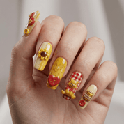 Honey Button press-on nails – hand-painted reusable gel set by Handora