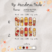 Honey Button press-on nails – design close-up by Handora